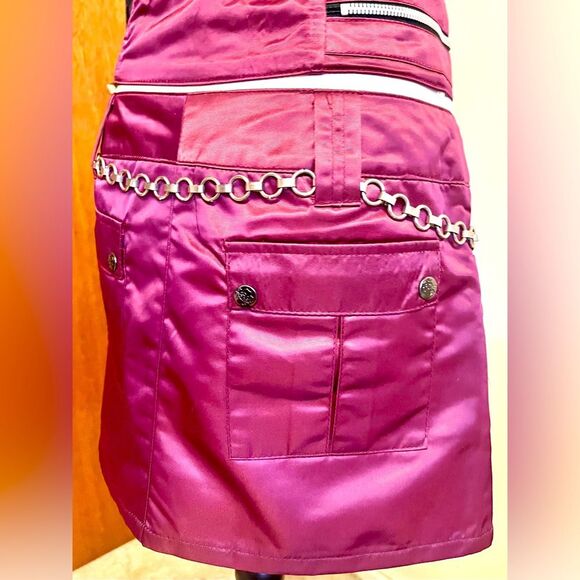 Vintage Lip Service Burgundy Skirt with Cargo Pockets & Top Set SZ Large - Picture 9 of 11